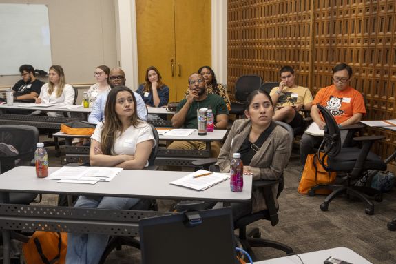 students listening to information being given