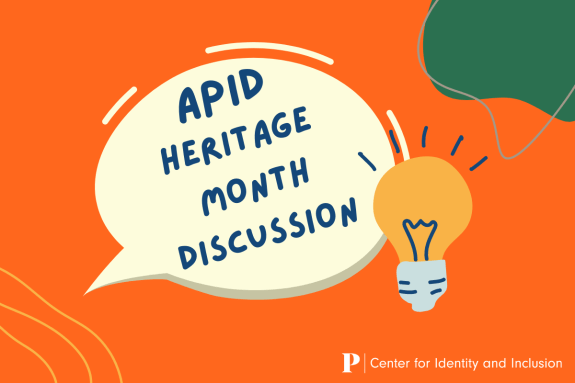Text "APID Heritage Month Discussion" in speech bubble
