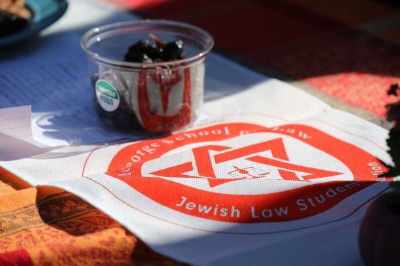 A flag that says Jewish Law Student Association 