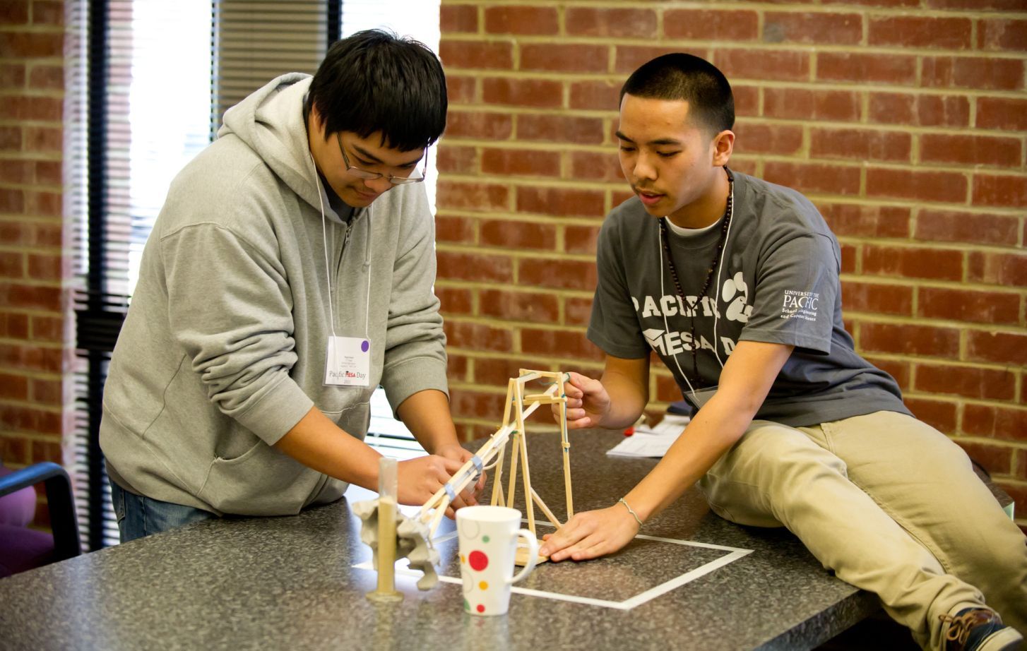 Students working on science project