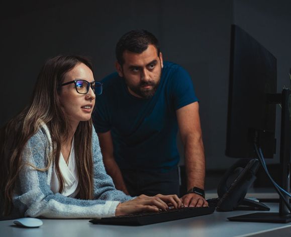 Students working on a computer
